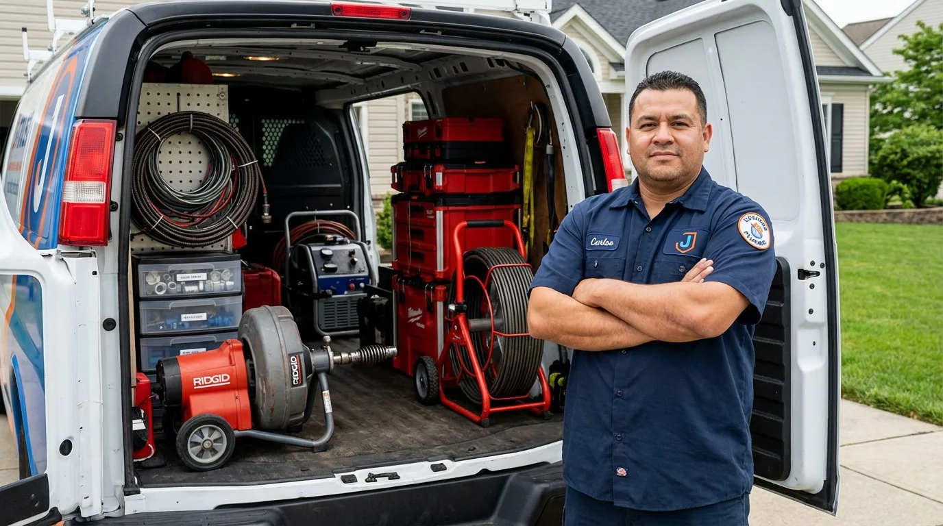Professional drain cleaning equipment and Johns Plumbing LLC plumber in Chauvin