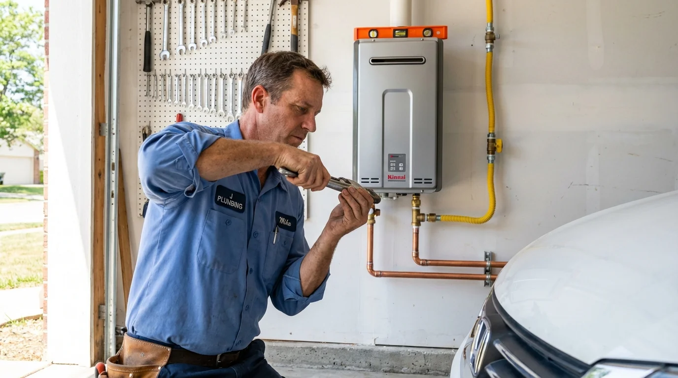 Tankless water heater installation by a Johns Plumbing LLC plumber in Chauvin